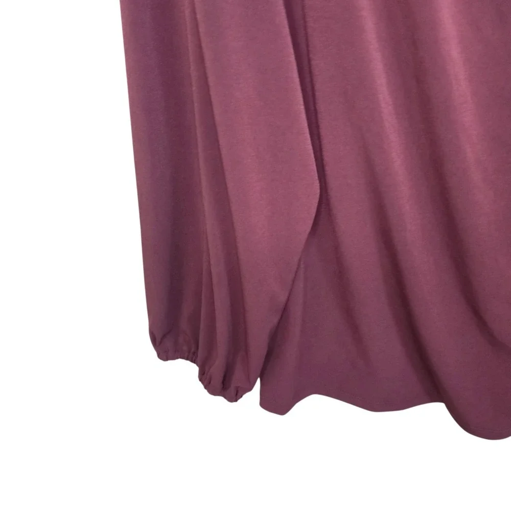 Michael Kors Top Womens 2X Burgundy Wine O Ring Draped V Neck Long Sleeve Blouse
